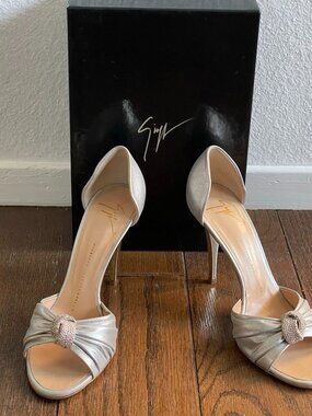 Giuseppe Zanotti Silver Crystal D'Orsay Heels